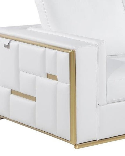 73" White And Silver Metallic Top Grain Leather Loveseat