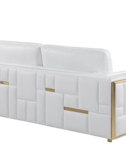 73" White And Silver Metallic Top Grain Leather Loveseat