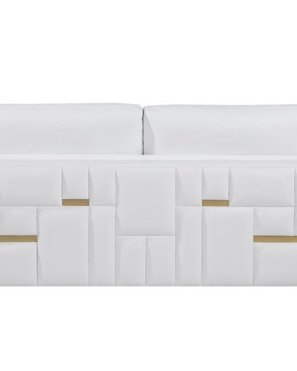 73" White And Silver Metallic Top Grain Leather Loveseat