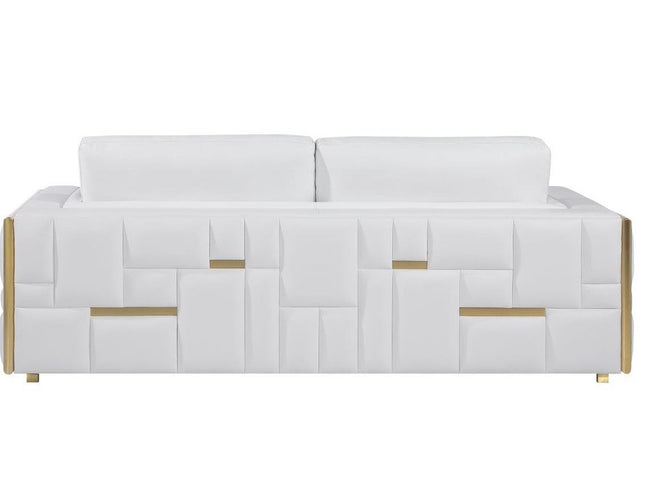 73" White And Silver Metallic Top Grain Leather Loveseat