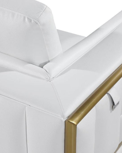 73" White And Silver Metallic Top Grain Leather Loveseat