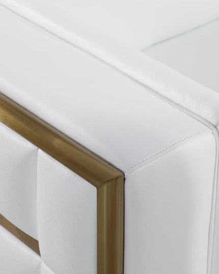 73" White And Silver Metallic Top Grain Leather Loveseat