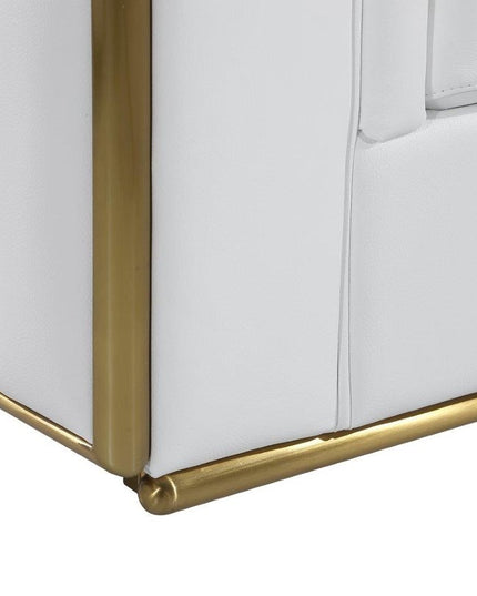 73" White And Silver Metallic Top Grain Leather Loveseat