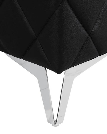 70" Black And Silver Metallic Top Grain Leather Loveseat