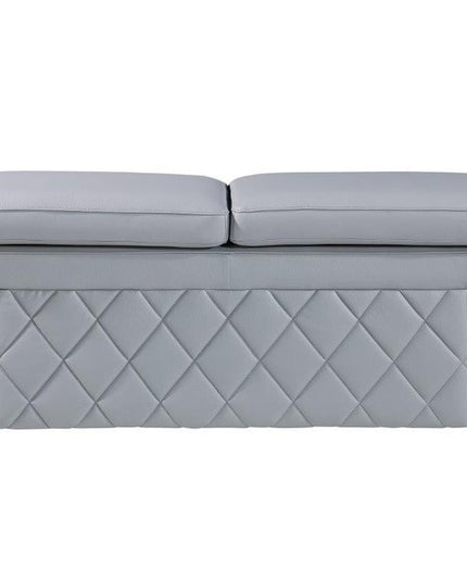 70" Light Blue And Silver Metallic Top Grain Leather Loveseat