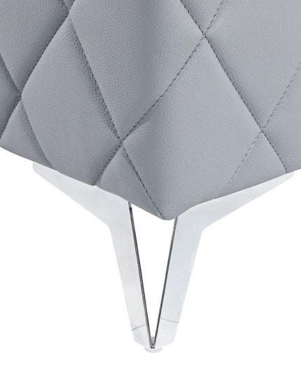 70" Light Blue And Silver Metallic Top Grain Leather Loveseat