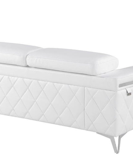 70" White And Silver Metallic Top Grain Leather Loveseat