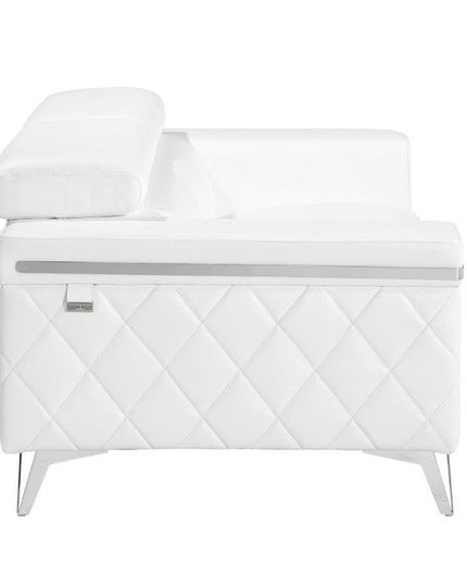 70" White And Silver Metallic Top Grain Leather Loveseat