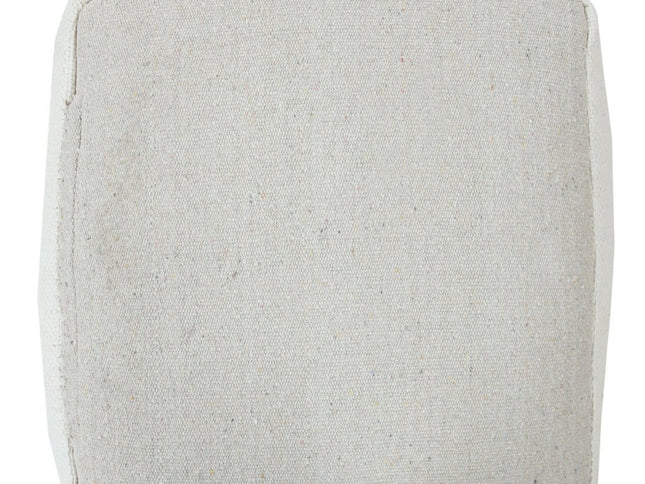 18" Cream Cotton Striped Pouf Ottoman