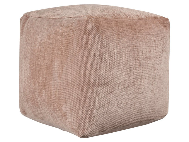 18" Blue Chenille Cube Pouf Ottoman