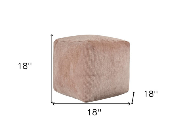 18" Blue Chenille Cube Pouf Ottoman