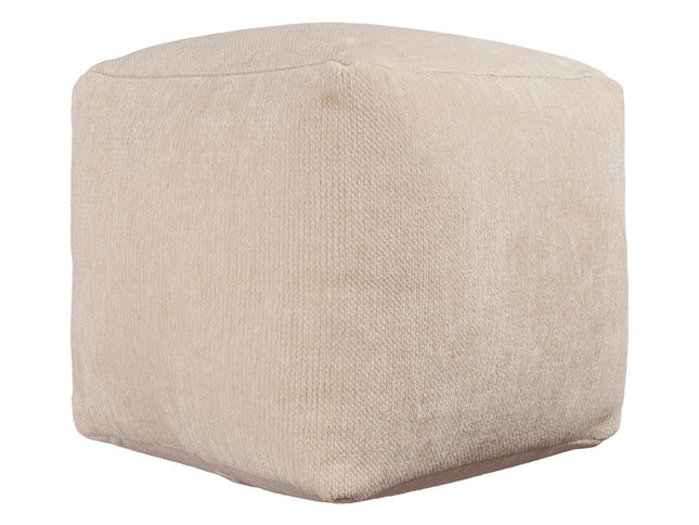 18" Blue Chenille Cube Pouf Ottoman