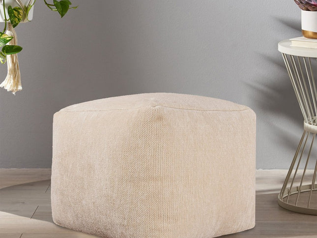 18" Blue Chenille Cube Pouf Ottoman