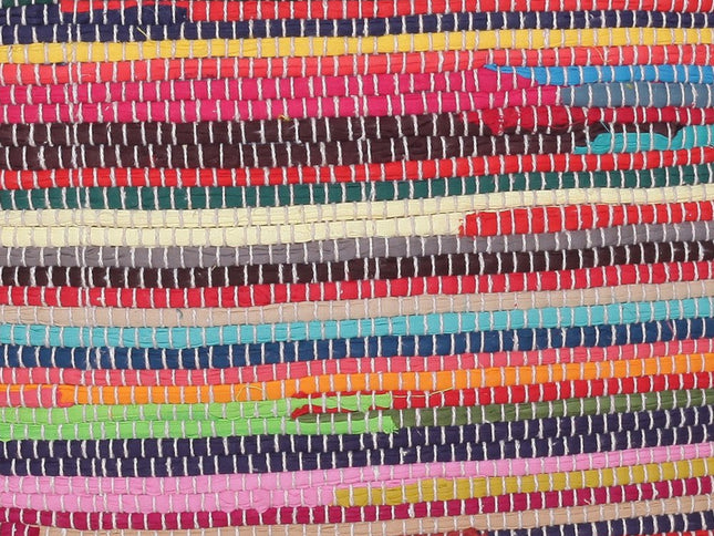 18" Red And Black Cotton Cube Striped Pouf Ottoman