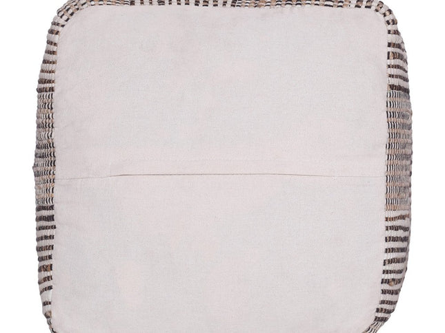 18" Brown Cotton Cube Geometric Pouf Ottoman