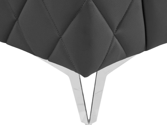 89" Dark Gray Italian Leather Sofa With Silver Legs