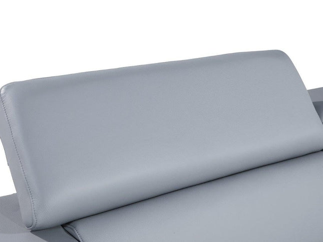 89" Light Blue Italian Leather Sofa With Silver Legs