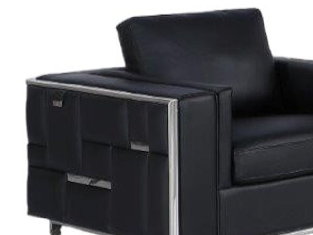 Black Top Grain Leather Five Person Seating Set