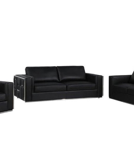 Black Top Grain Leather Five Person Seating Set