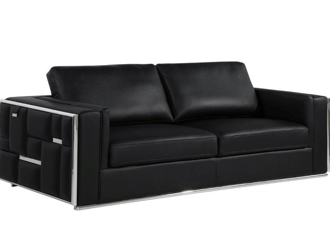 Black Top Grain Leather Five Person Seating Set