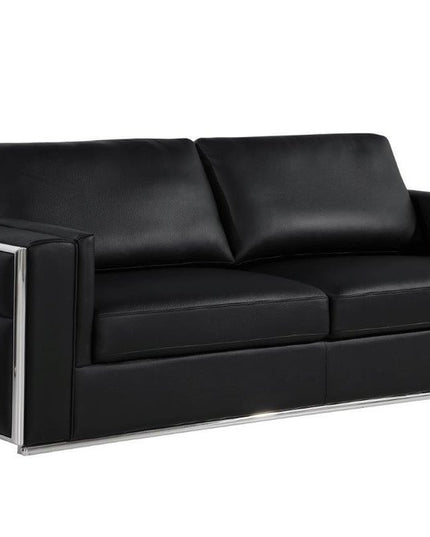 Black Top Grain Leather Five Person Seating Set
