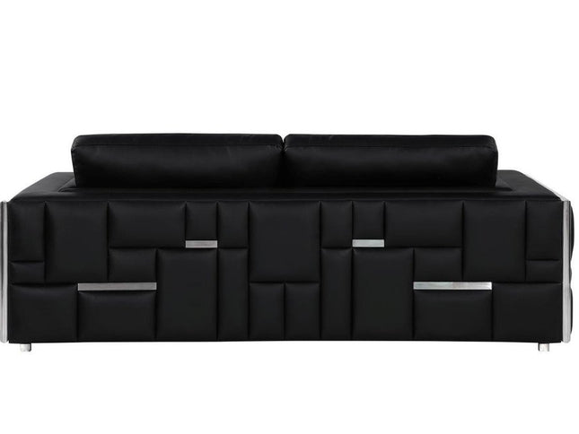 Black Top Grain Leather Five Person Seating Set