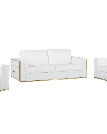 White Top Grain Leather Five Person Seating Set
