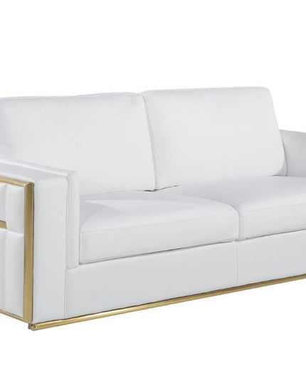 White Top Grain Leather Five Person Seating Set