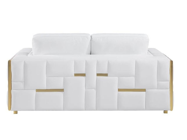 White Top Grain Leather Five Person Seating Set