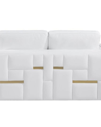 White Top Grain Leather Five Person Seating Set