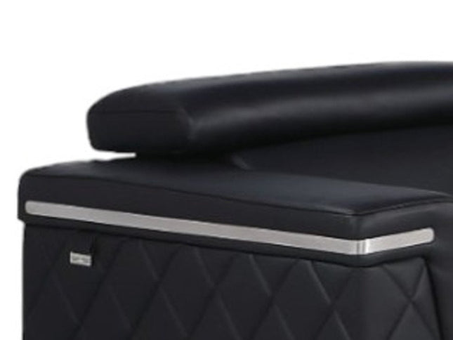 Three Piece Black Italian Leather Five Person Seating Set