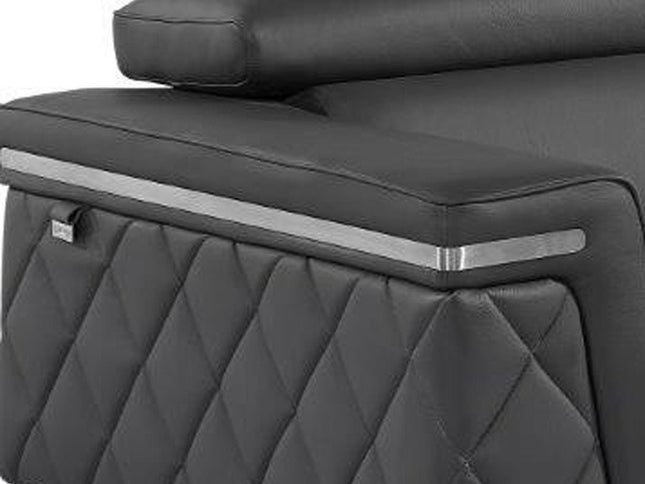 Three Piece Gray Top Grain Leather Five Person Seating Set