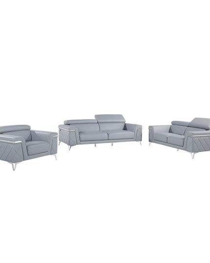 Three Piece Indoor Blue Five Person Seating Set