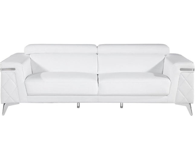 White Top Grain Leather Five Person Seating Set