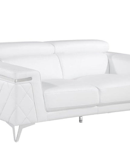 White Top Grain Leather Five Person Seating Set