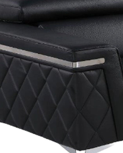 Two Piece Black Italian Leather Four Person Seating Set