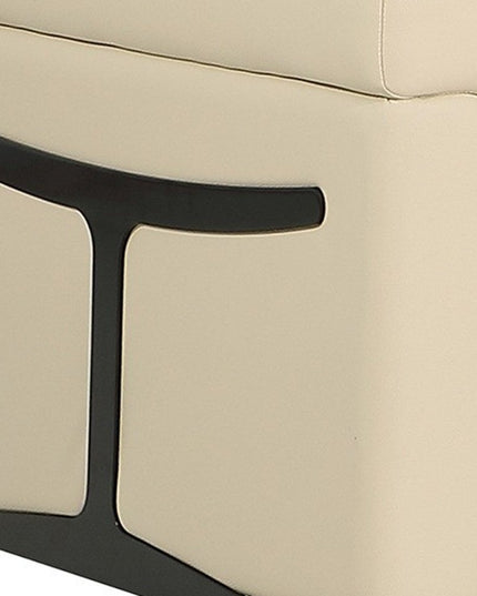 Beige Italian Leather Modular L Shaped Five Piece Corner Sectional