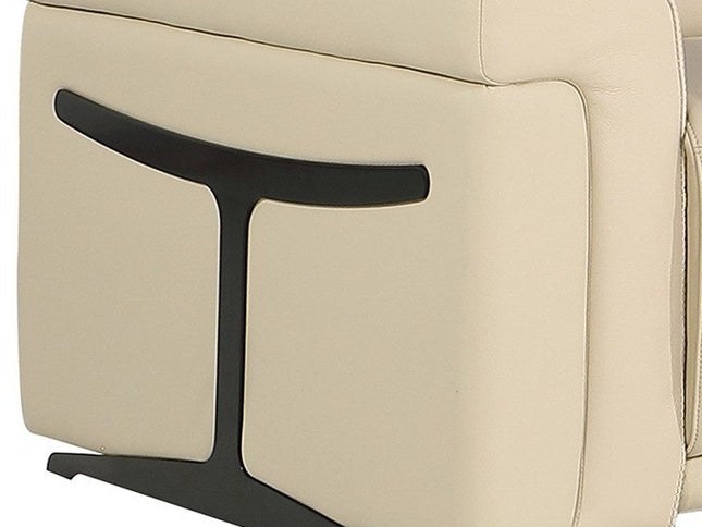 Beige Italian Leather Modular L Shaped Five Piece Corner Sectional