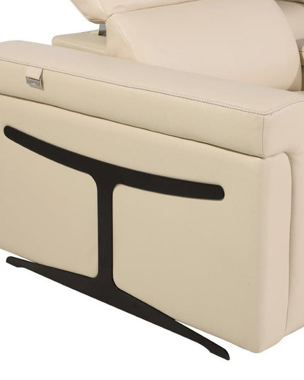 Beige Italian Leather Modular L Shaped Five Piece Corner Sectional