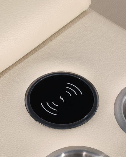 Beige Italian Leather Modular L Shaped Eight Piece Corner Sectional With Console