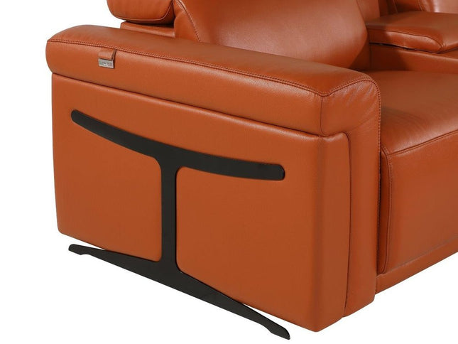 Camel Italian Leather Modular L Shaped Five Piece Corner Sectional