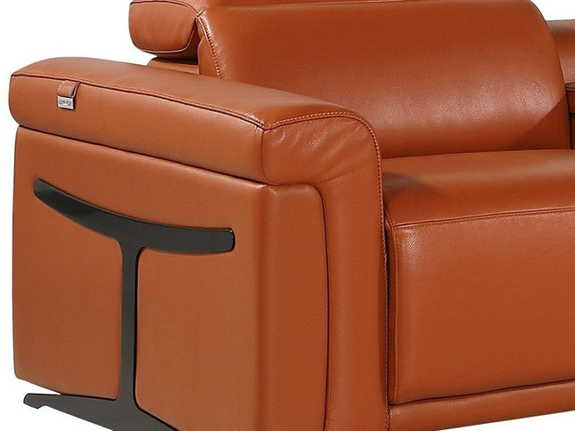 Camel Italian Leather Modular L Shaped Six Piece Corner Sectional With Console