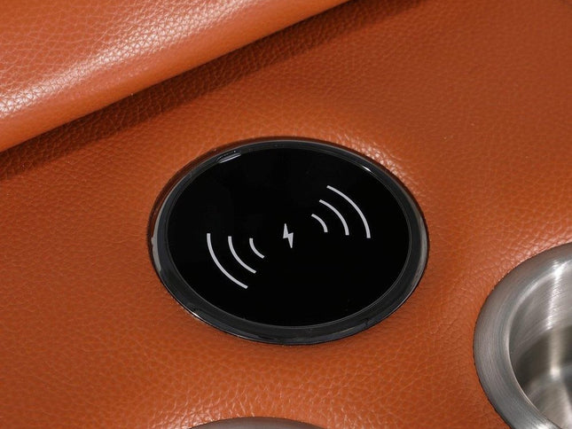 Camel Italian Leather Modular L Shaped Six Piece Corner Sectional With Console