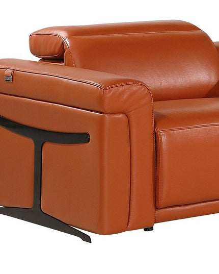 Camel Italian Leather Modular L Shaped Seven Piece Corner Sectional With Console