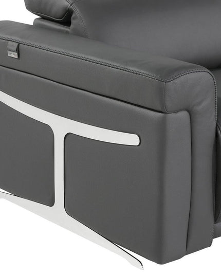 Gray Italian Leather Modular L Shaped Six Piece Corner Sectional With Console