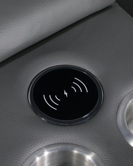 Gray Italian Leather Modular L Shaped Six Piece Corner Sectional With Console