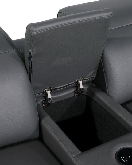 Gray Italian Leather Modular L Shaped Eight Piece Corner Sectional With Console