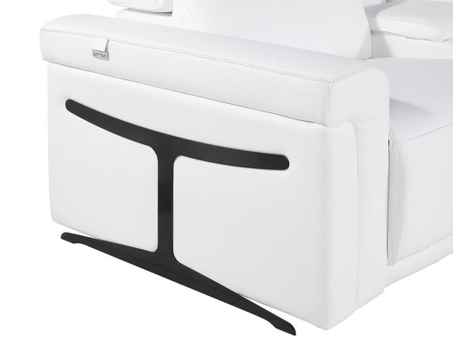 White Italian Leather Modular L Shaped Six Piece Corner Sectional With Console