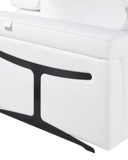 White Italian Leather Modular L Shaped Six Piece Corner Sectional With Console