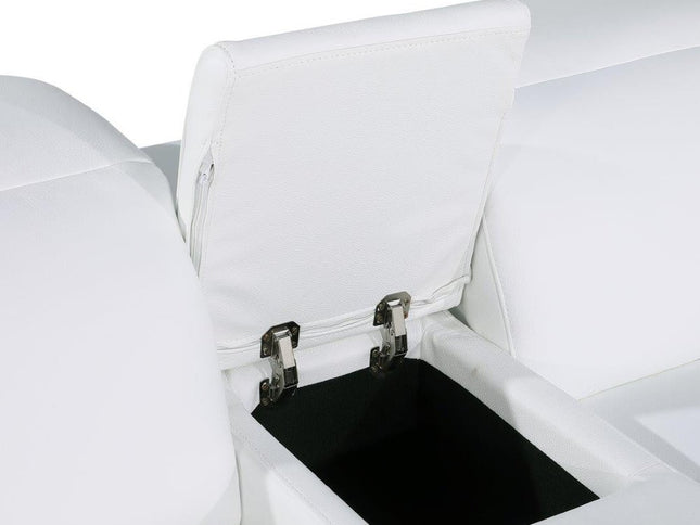 White Italian Leather Modular L Shaped Eight Piece Corner Sectional With Console